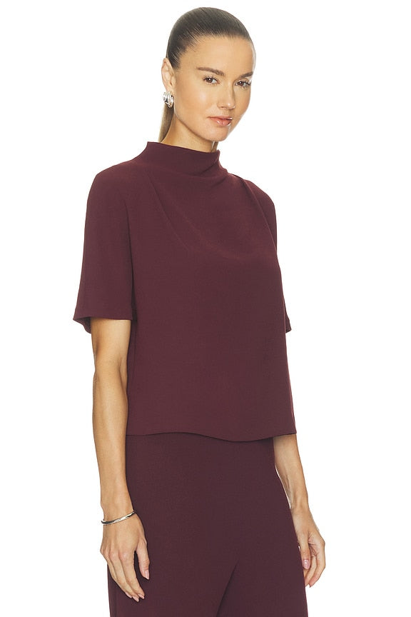 Draped Funnel Neck Top
