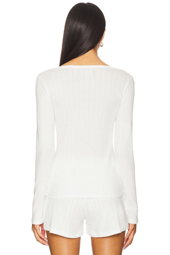 Maia Scoop Neck Pointelle Top