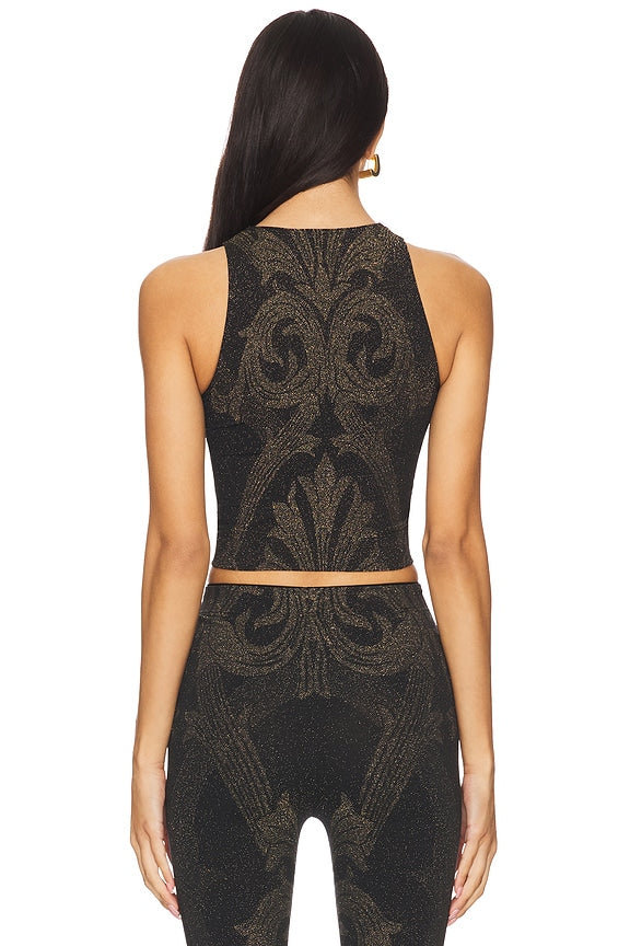 X Etro Metallic Jacquard Crop Top