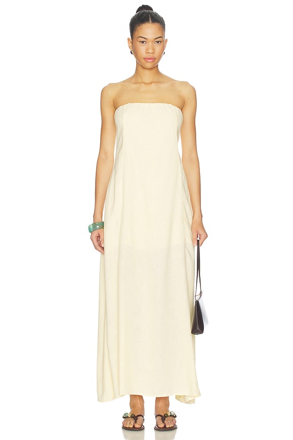 A Line Strapless Midi Dress