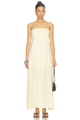 A Line Strapless Midi Dress