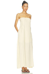 A Line Strapless Midi Dress