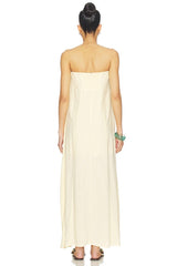 A Line Strapless Midi Dress