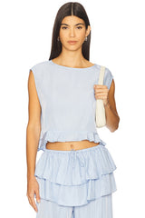 Boat Neck Ruffle Top
