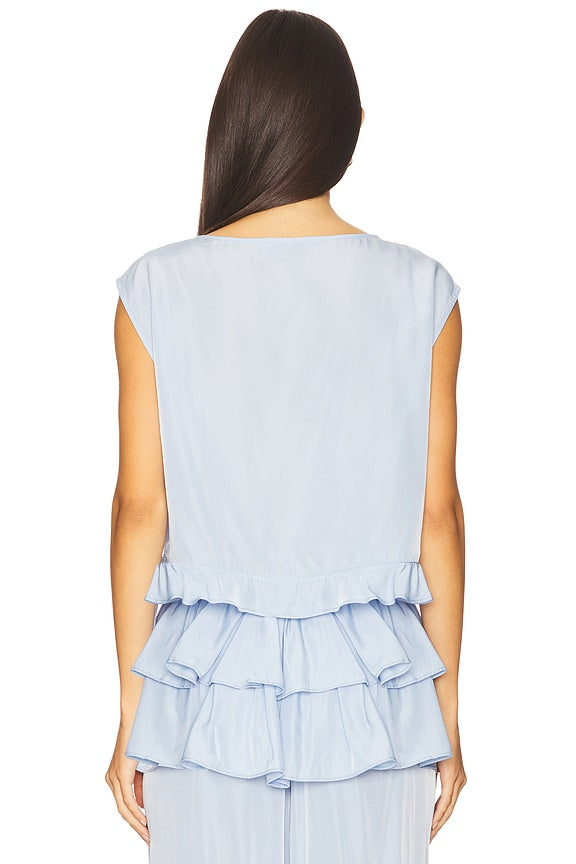 Boat Neck Ruffle Top