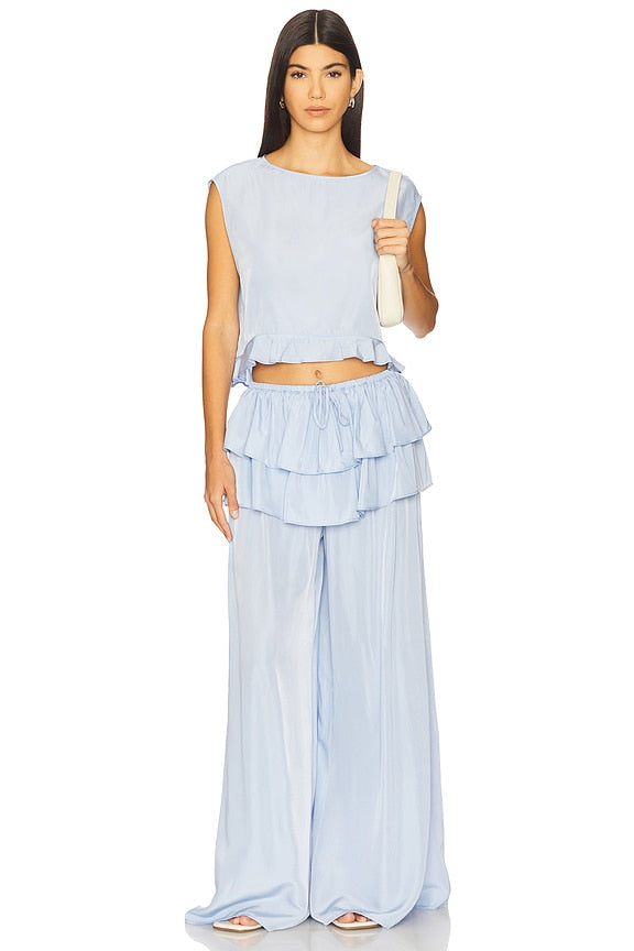 Boat Neck Ruffle Top