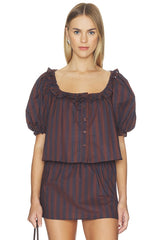 Puff Sleeve Button Up Top
