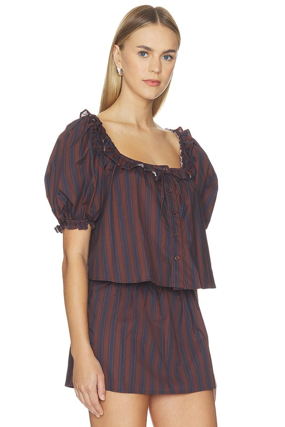 Puff Sleeve Button Up Top