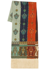 Printed Silk Fringe Neck Scarf
