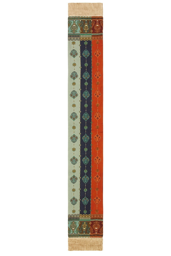 Printed Silk Fringe Neck Scarf