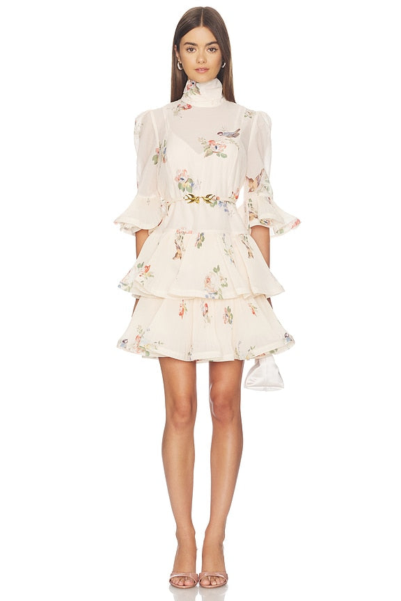 Pleated Sleeved Mini Dress