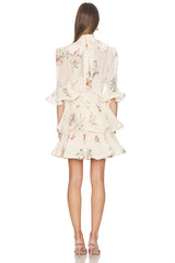 Pleated Sleeved Mini Dress