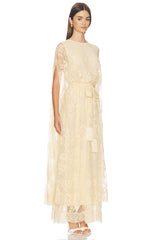 Valiant Lace Caped Maxi Dress