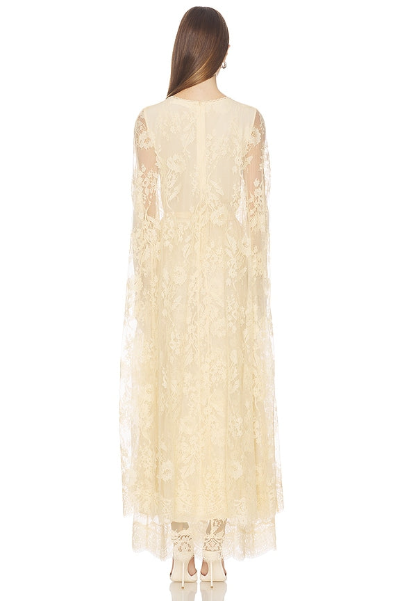 Valiant Lace Caped Maxi Dress