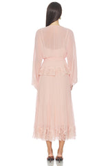 Pleated Lace Midi Dress
