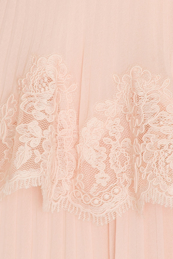 Pleated Lace Midi Dress