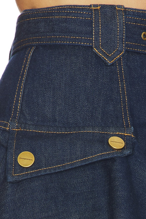 Denim Cargo Mini Skirt