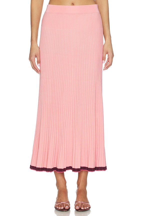 Contrast Rib Midi Skirt
