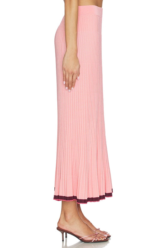 Contrast Rib Midi Skirt