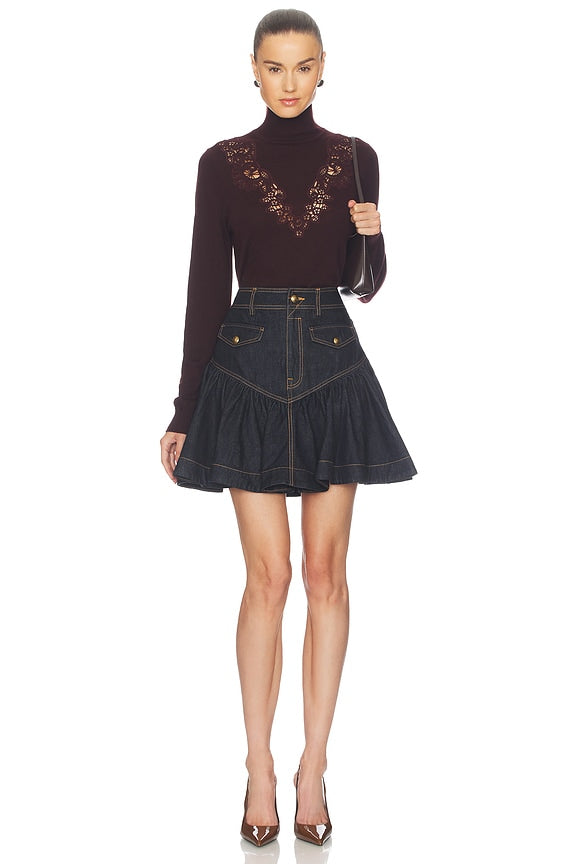 Denim Frill Mini Skirt